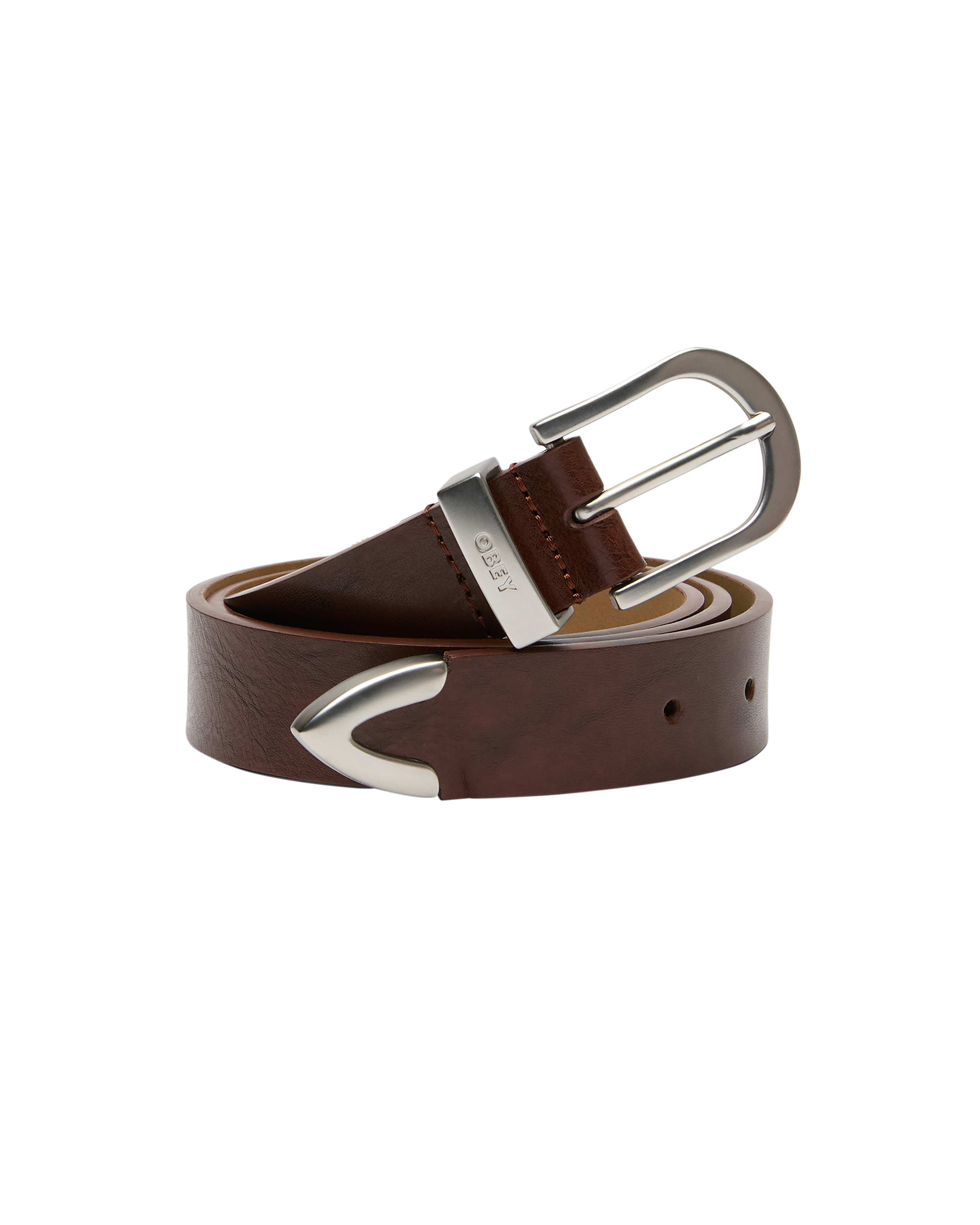 Obey Classic Leather Belt Chestnut Unisex Ledergürtel braun